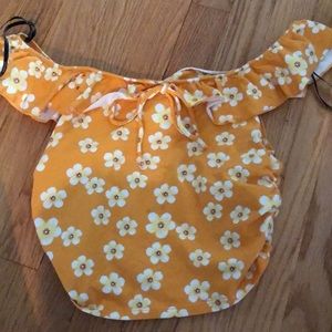 Flowered off the shoulder crop top